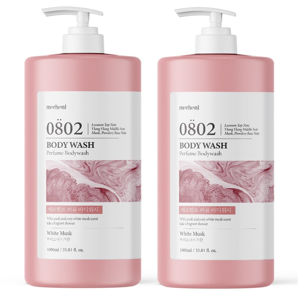 디에스엠인터내셔널주식회사 메르헨트 퍼퓸 대용량 바디워시, 화이트머스크향, 1L, 2개