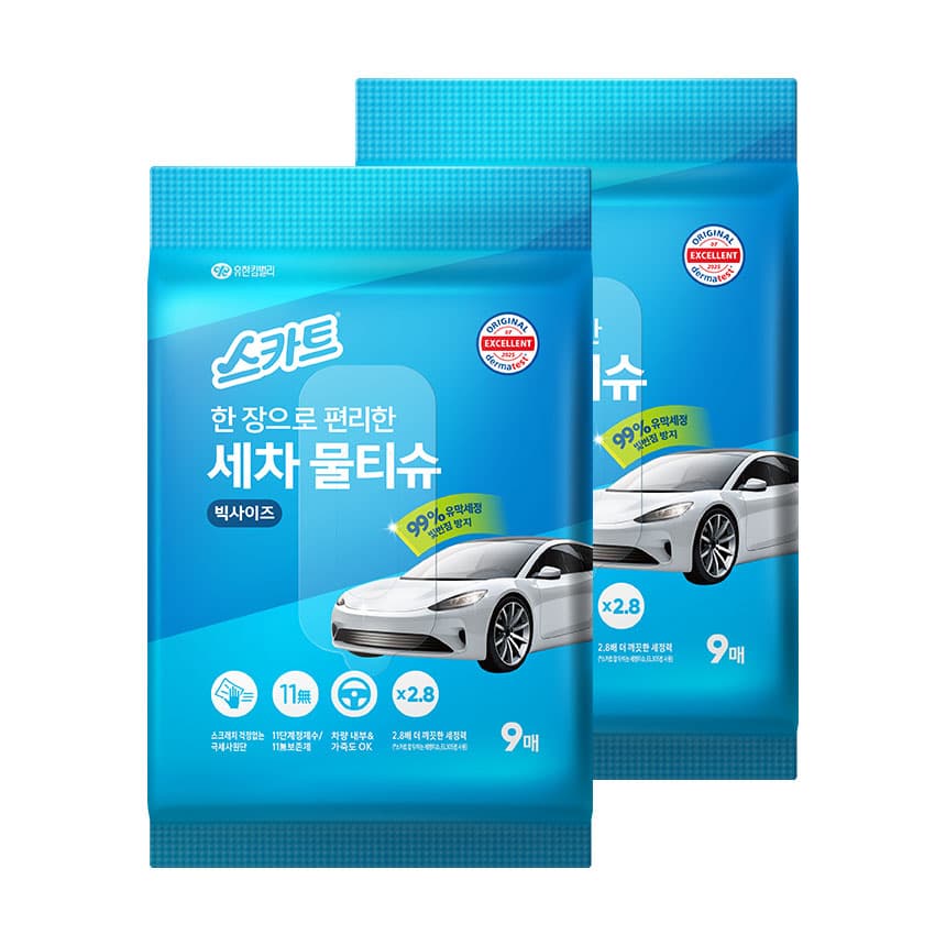 스카트 한 장으로 편리한 세차 물티슈, 9매, 2팩 가격 비교 유한회사계룡유통 스카트 한 장으로 편리한 세차 물티슈, 9매, 2팩